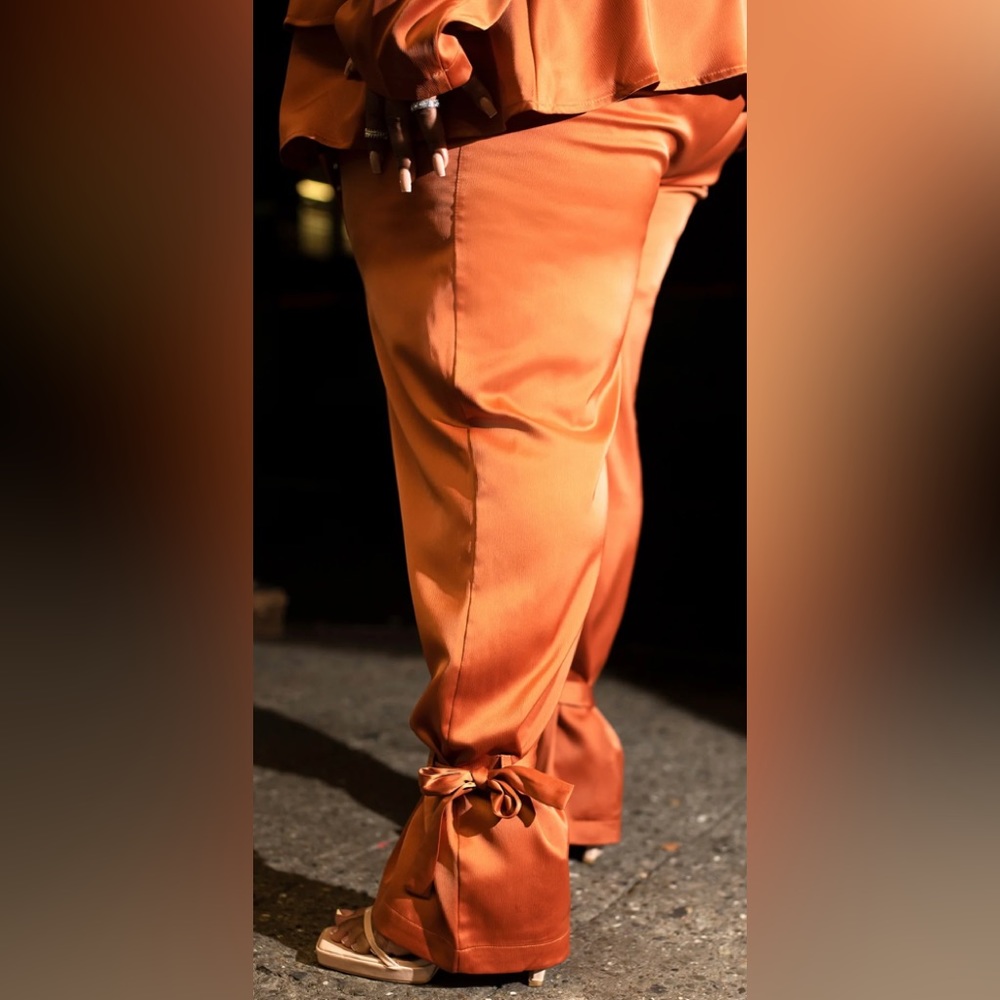 Rebdolls brown/rust satin pants suit set. NWT - Picture 4 of 5